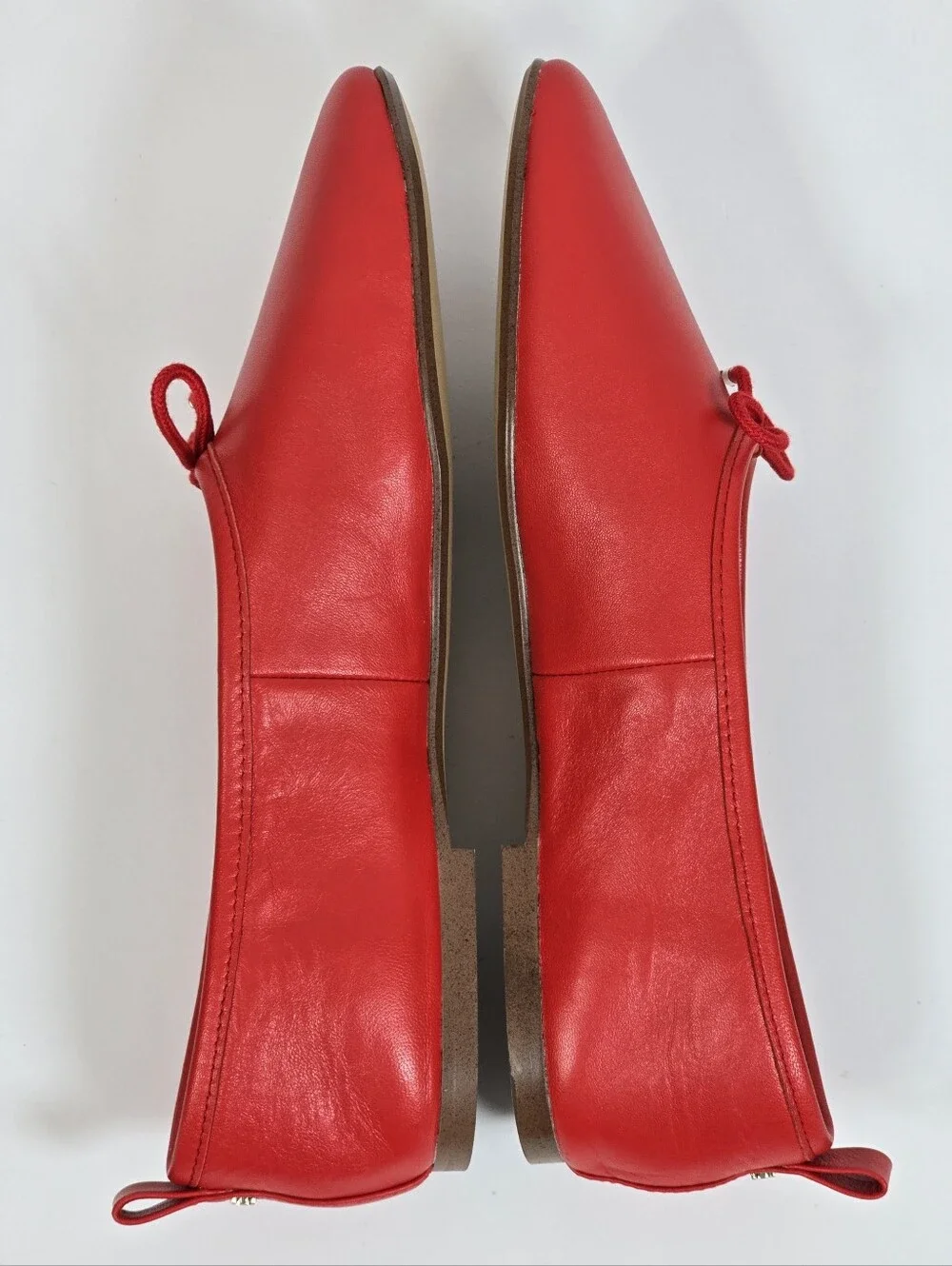 Sam Edelman Ari Ballet Flats Red Leather Bow Square Toe Classic Ballerina 7.5 - Picture 8 of 12